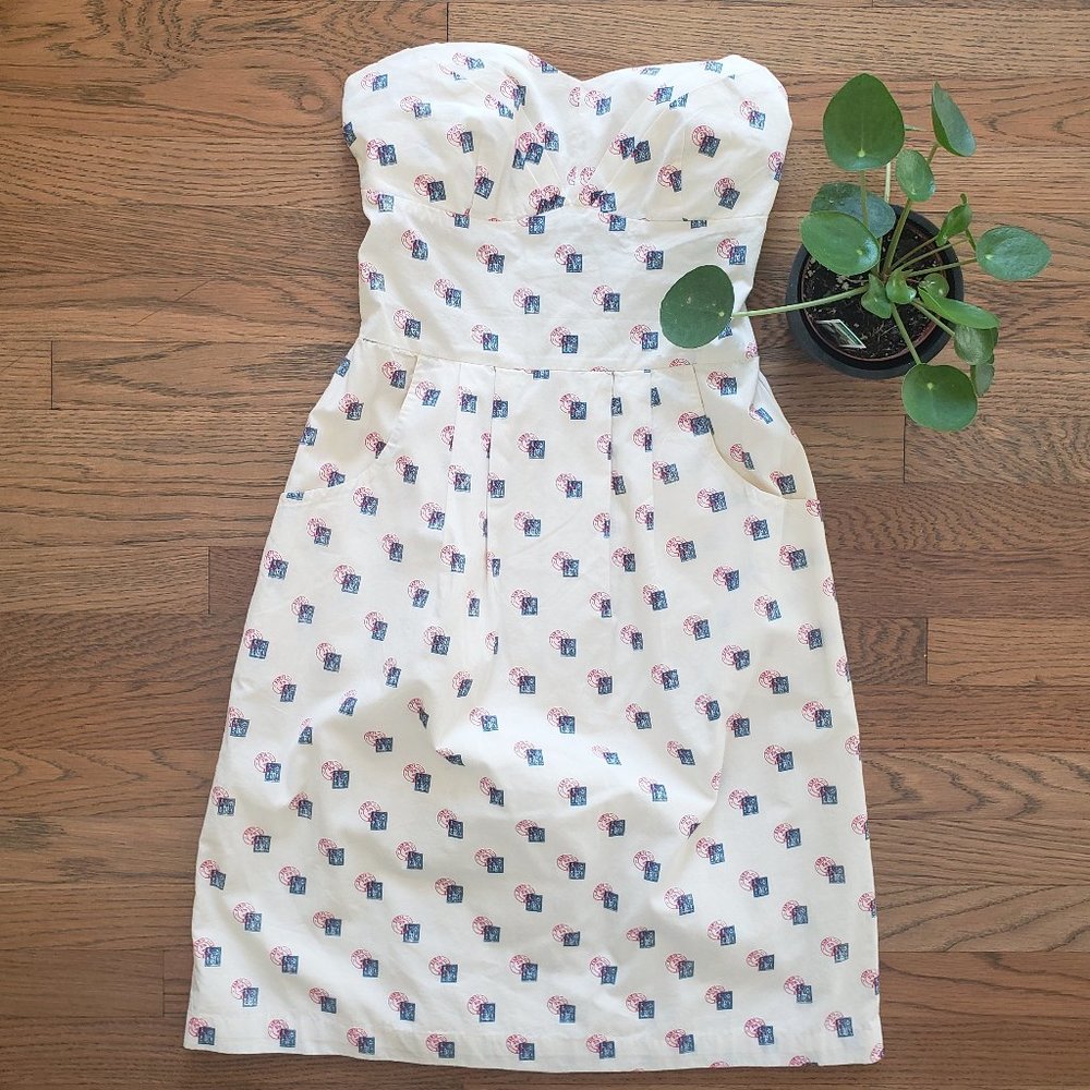 Anthropologie - Postage Stamp Strapless Dress